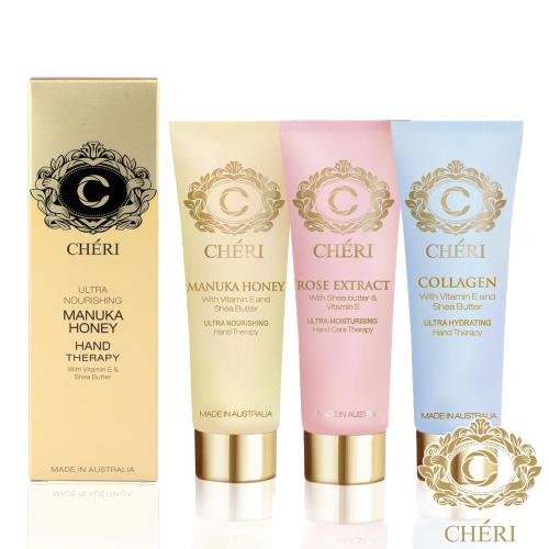 CHERI 精緻手部護理系列組(玫瑰柔潤+膠原蛋白+麥盧卡蜂蜜)