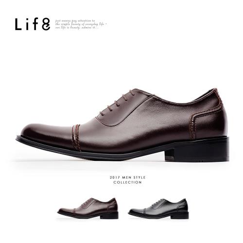 Life8-Formal 頂級頭層牛皮 英式尊爵紳士皮鞋-咖色/黑色-09810