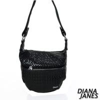 【Diana Janes 黛安娜】牛皮 編織壓紋斜背包