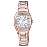 CITIZEN 星辰 XC 鈦 真鑽光動能女錶-珍珠貝x玫瑰金 24mm ES9356-55W