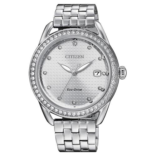 CITIZEN 星辰 LADY 光動能華麗晶鑽女錶-銀 37mm FE6111-87A