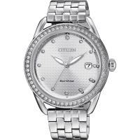 CITIZEN 星辰Ladies 光動能 璀璨甜心時尚女錶(銀/37mm) FE6111-87A