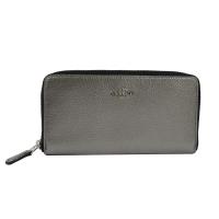 COACH 20145 經典馬車LOGO荔枝皮革拉鍊長夾.金屬灰