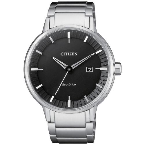 CITIZEN 星辰光動能 俐落簡潔設計腕錶(銀X黑/41.5mm) BM7370-89E