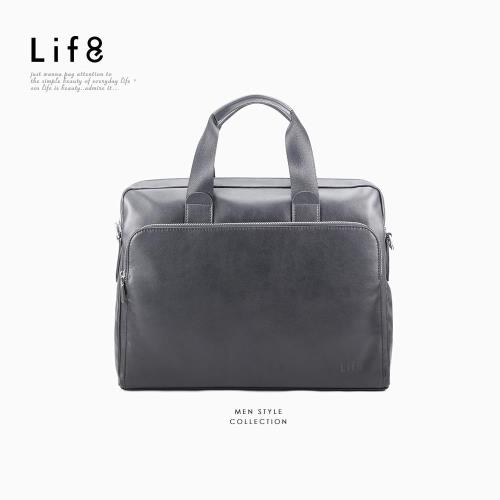 Life8-Formal 前收納式 經典公事包(附背袋)-黑-06436