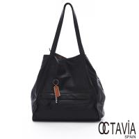 OCTAVIA 8真皮 - 長腿姐姐 羊皮超軟大型購物肩背袋- 百變黑