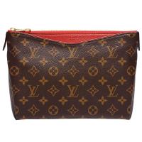 LV M64123 經典Pallas系列Monogram帆布印花小牛皮拼接拉鍊手拿/萬用包(櫻桃紅)