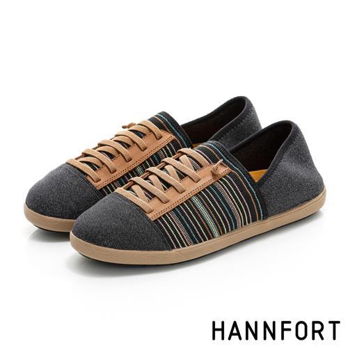 HANNFORT CALIFORNIA可機洗彈力布氣墊休閒鞋-女-條紋駝