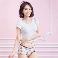 華歌爾 親膚印花系列 點點花語M-LL中低腰平口褲(水嫩膚)