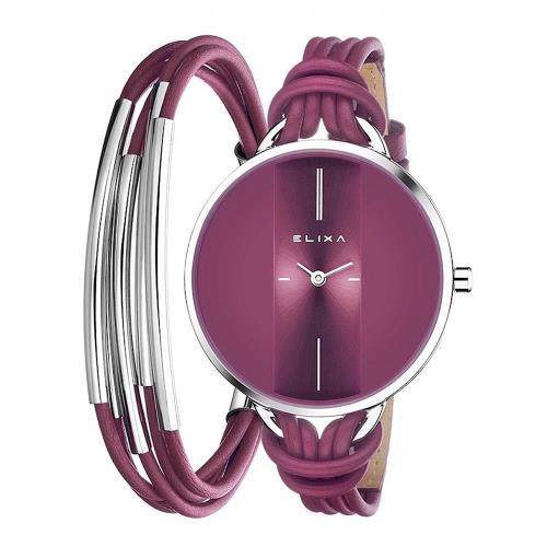 ELIXA Finesse系列皮繩X手環組合 紫紅色(38mm)