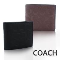 COACH 經典款C LOGO壓紋皮革八卡男士短夾(附證件夾)(2色選)