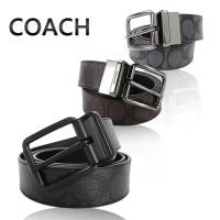 COACH 經典款 C LOGO PVC旋轉針扣雙面用男士皮帶(3色選)