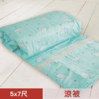 【米夢家居】台灣製造-100%精梳純棉雙面涼被5*7尺(北極熊藍綠)