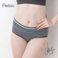 任-【PEILOU】貝柔竹炭抗菌條紋中腰三角褲-水藍