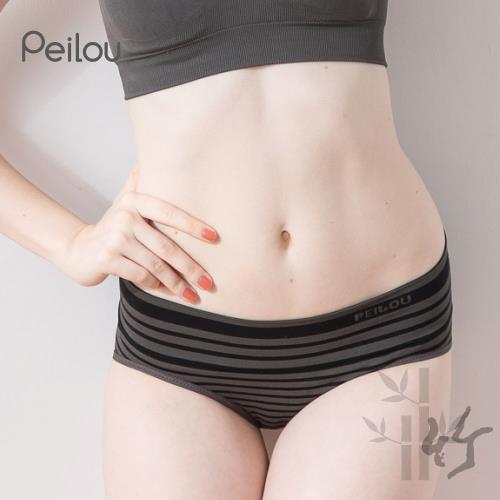 任-【PEILOU】貝柔竹炭抗菌條紋低腰三角褲-深灰