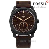FOSSIL Q / FTW1163 / Q Machine 指針式智慧藍芽鬧鈴防水真皮手錶 深咖啡x黑框 45mm