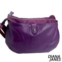 任-Diana Janes 尼龍帆布配皮打摺包-紫