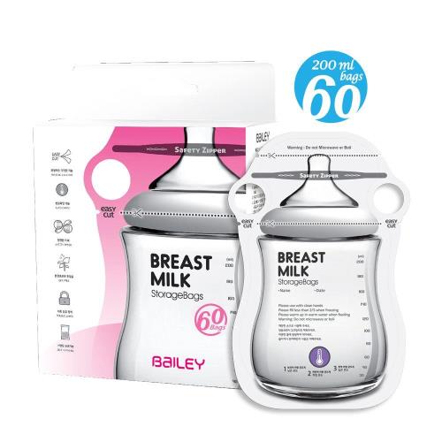 【韓國BAILEY貝睿】感溫母乳儲存袋200ml(指孔型)60入