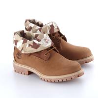 Timberland男款中咖啡色布面翻領靴