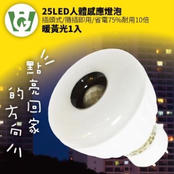 【U want】25節能減碳LED感應燈泡( 插頭型／黃光)