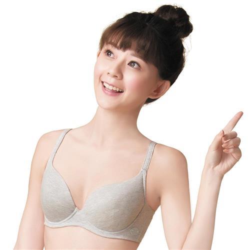 【嬪婷】環保系列 有機棉 第三階段B-C 罩杯學生內衣(花紗灰)中軟度鋼圈-舒適透氣