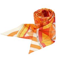 HERMES 愛馬仕Rose de Compas萬花筒圖騰造型Twilly絲巾(橘-一組兩條)