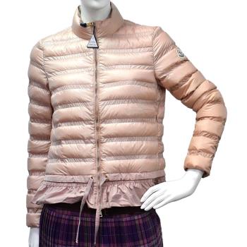 MONCLER 經典ANEMONE系列品牌LOGO輕盈絎縫羽絨拉鍊外套(女-粉膚)