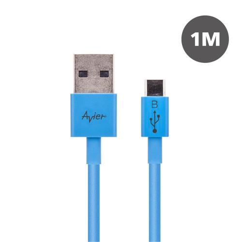 AVIER 撞色系USB 2.0 A TO MIRCO充電傳輸線100CM藍彩盤 MU2100P1-BU