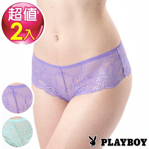 PLAYBOY內褲-夢幻全蕾絲中腰三角褲-混色兩入組(PL210927)-台灣製造