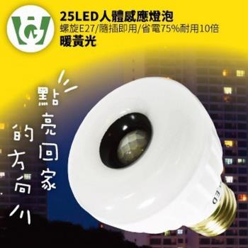 【U want】25節能減碳LED感應燈泡(螺旋型／黃光)
