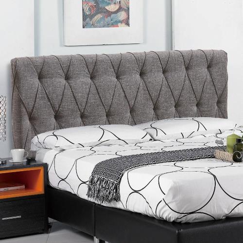 AT HOME 凱特5尺亞麻灰布雙人床頭片(153*12*106cm)