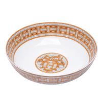 HERMES 愛馬仕 Mosaique au 24經典戰馬H LOGO圖騰馬賽克骨磁碗(大-橘)
