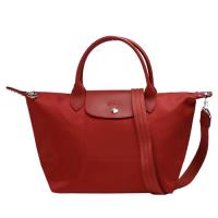 LONGCHAMP Le Pliage Neo系列尼龍短把側背/手提水餃包(小-暗紅)
