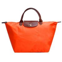 LONGCHAMP 經典 Le Pliage系列摺疊短把尼龍水餃包(中-橘色)