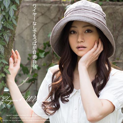 日本(QUEEN-HEAD) 抗UV天然素材寬緣綺麗防曬帽(060棕色)