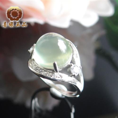 【喜緣玉品】珍稀唯美葡萄石放光戒指(唯一精品)