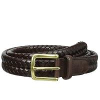 【Fossil】2018男時尚金色扣Myles深棕色編織皮革皮帶(預購)