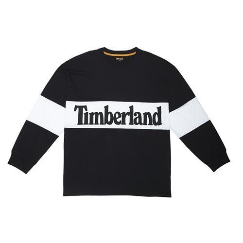 Timberland男款黑色長袖寬版運動風格T恤A1MBW001