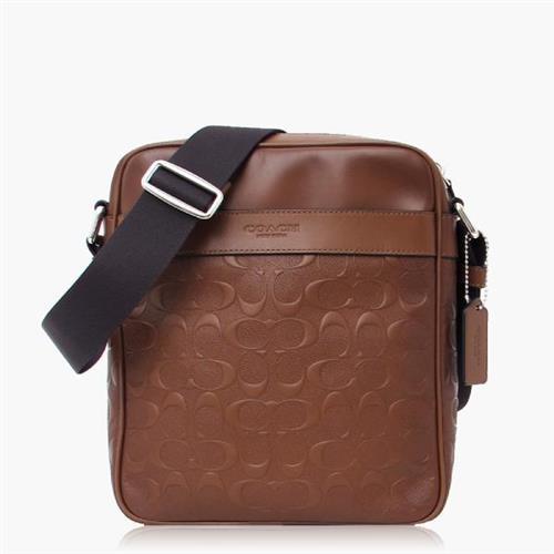 COACH 男仕品味 壓紋皮革 / 側肩 / 斜肩 / 多功能包_駝色
