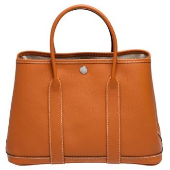 HERMES 經典Garden Party系列Epsom牛皮暗釦手提包(太妃糖色-30CM)