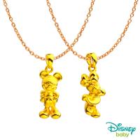 Disney迪士尼系列金飾 黃金墜子-可愛米奇+可愛美妮款 送項鍊