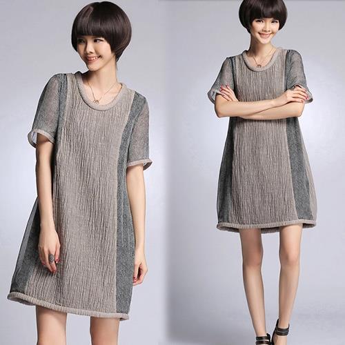 韓國KW 法式優雅壓折寬版長上衣洋裝