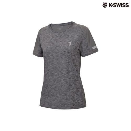 K-Swiss Poly Tech W/Mesh Tee運動排汗T恤-女-灰