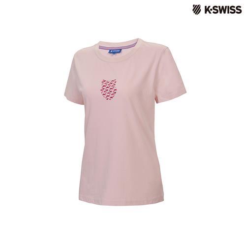 K-Swiss 3D HT Shield Logo T印花短袖T恤-女-粉紅