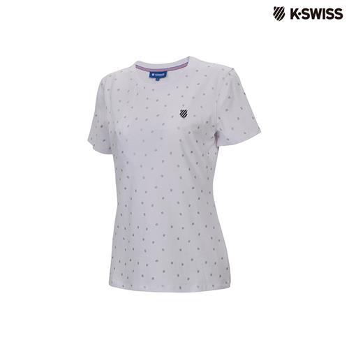 K-Swiss Allover Print Tee印花短袖T恤-女-白