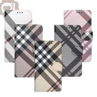 Apple iPhone 7 Plus/8 Plus 共用 英倫格紋氣質手機皮套 側掀磁扣支架式皮套 矽膠軟殼 5色可選