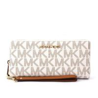 MICHAEL KORS PVC LOGO防刮拉鍊全開 手拿/長夾(金字)(香草色)35H7GTVT3B VANILLA
