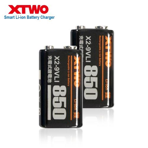 XTWO 高容量850型 9V鋰充電電池-2入