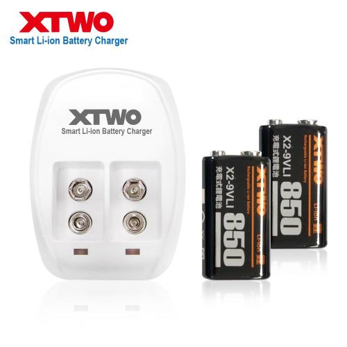 XTWO 高容量850型 9V 鋰電充電組(附2顆電池)