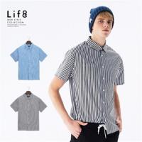 Life8-Casual 舒適挺棉 直條紋口袋落肩襯衫-10055